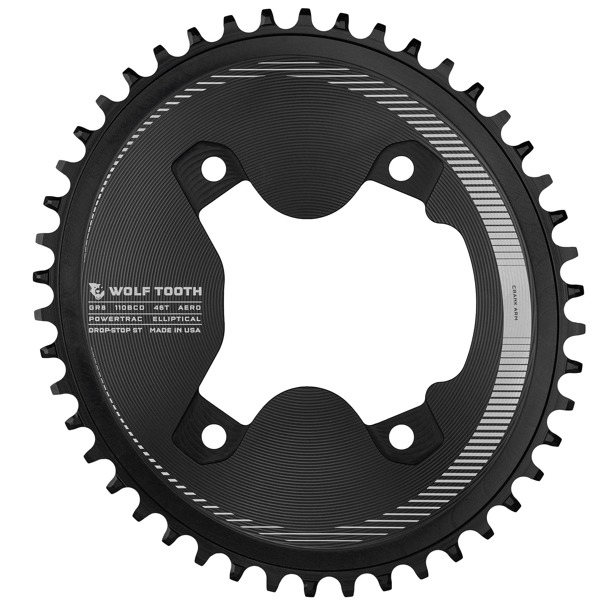 Aero Oval 110 BCD Asymmetric 4-Bolt Chainrings for Shimano GRX 800 Cranks